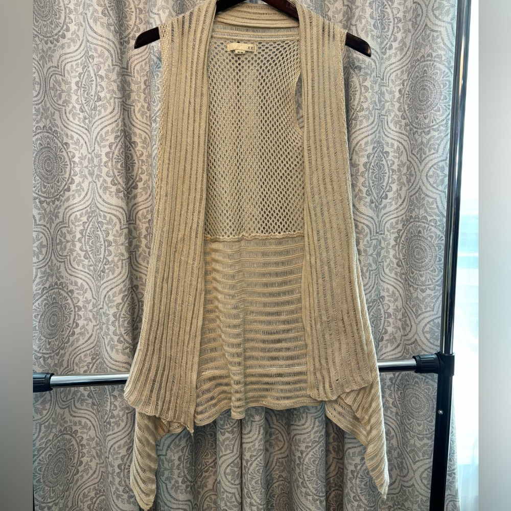 cream cardigan/beach cover